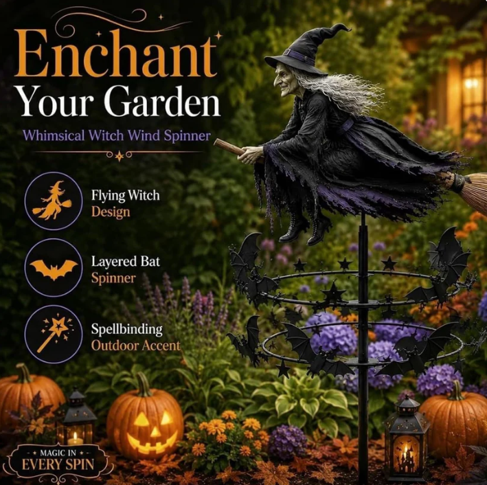 🔥50% Off Last Day -Halloween Early Bird Special🧙‍♀️ The Enchanted Witch Garden Wind Spinner