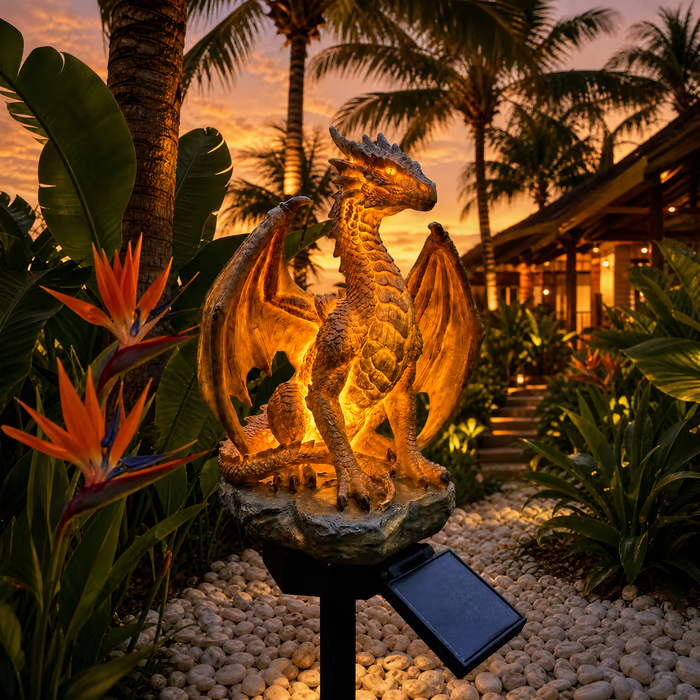 🔥Last Day 49% OFF - Dragon Legacy Golden Ember Edition Solar Garden Light🐉✨