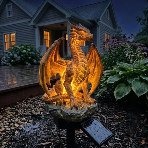 🔥Last Day 49% OFF - Dragon Legacy Golden Ember Edition Solar Garden Light🐉✨