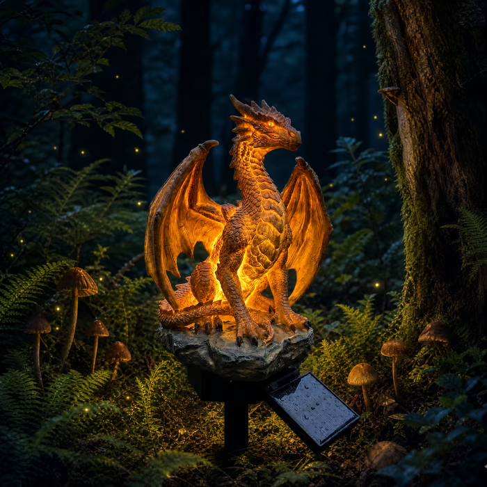 🔥Last Day 49% OFF - Dragon Legacy Golden Ember Edition Solar Garden Light🐉✨