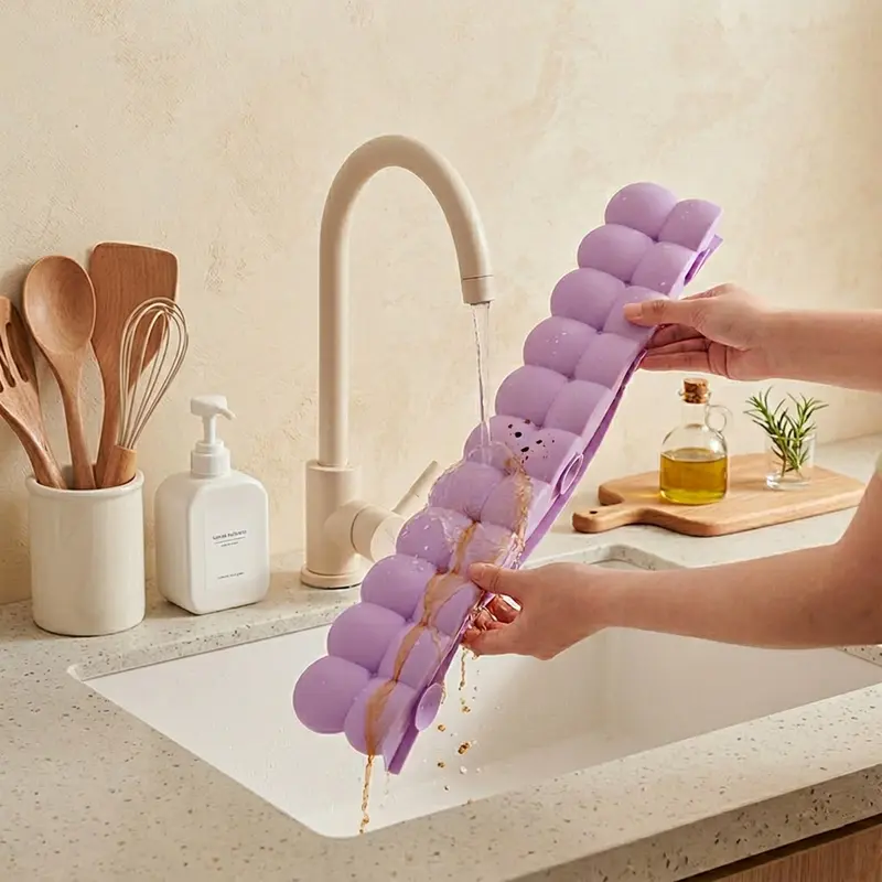 💧 Silicone Sink Splash Guard – 20"+ Water Barrier for Kitchen Faucet, Keeps Countertops Dry & Clean