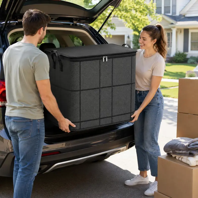 🧳 Large Capacity Storage Bin – Zippered Organizer for Blankets, Clothes & Bedding