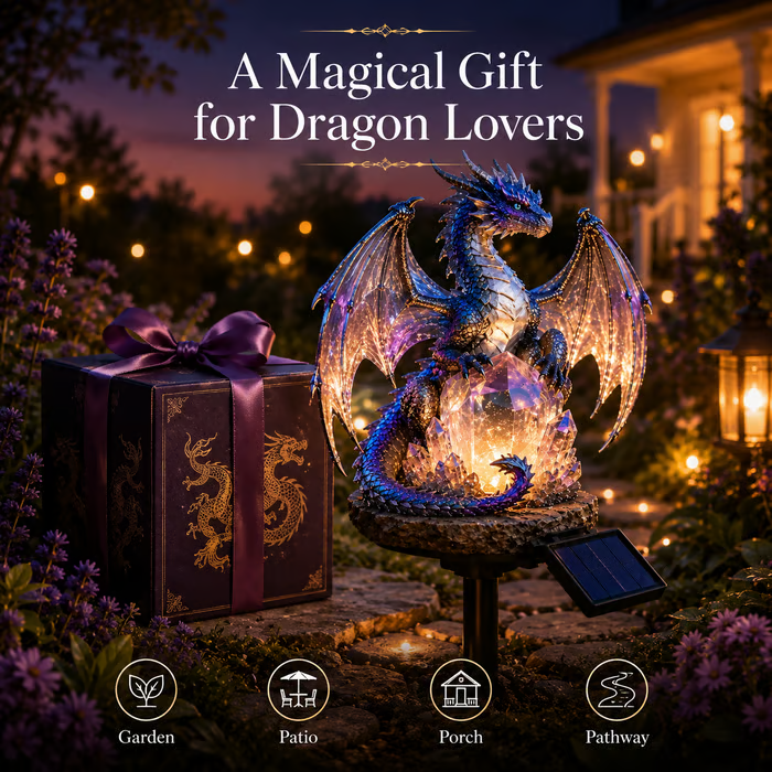 🔥 LAST DAY 50% OFF | Solar Crystal Dragon Garden Light ✨ Fantasy Outdoor Solar Decor