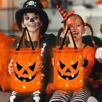 💥LAST DAY SALE 49% OFF💥 Halloween Candy Bucket with LED Lights Trick or Treat Bags for Kids and Adults Halloween Basket