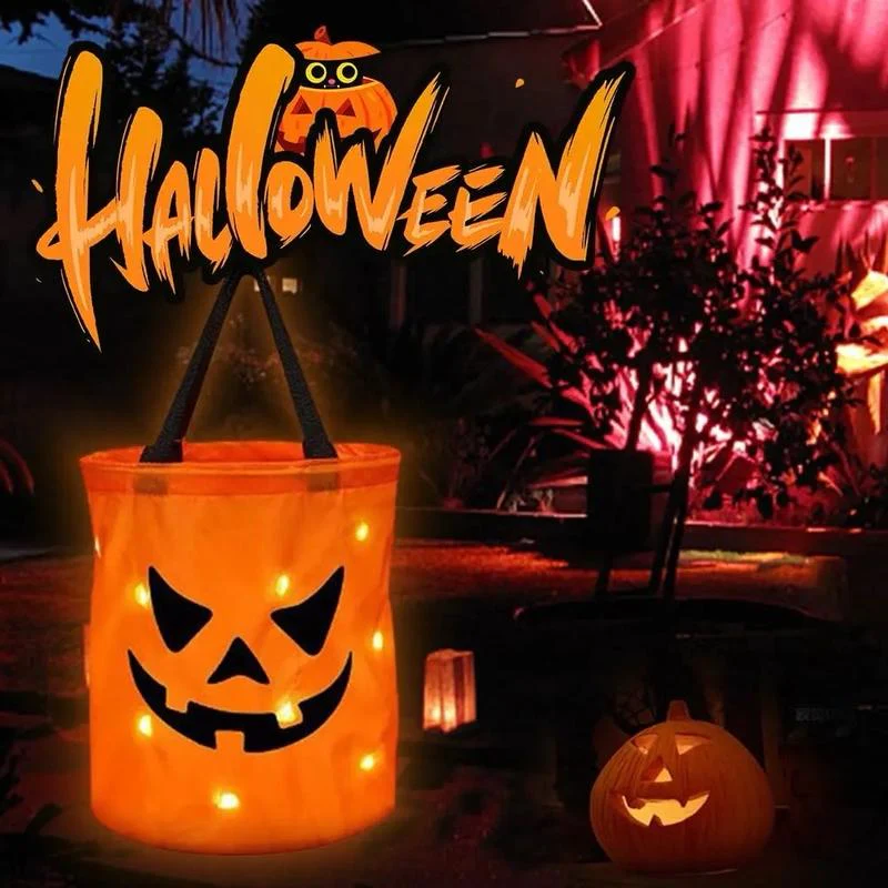 💥LAST DAY SALE 49% OFF💥 Halloween Candy Bucket with LED Lights Trick or Treat Bags for Kids and Adults Halloween Basket