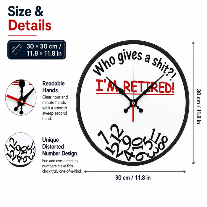 🔥LAST DAY 50% OFF⏰ "Who Cares What Time It Is? You’re Retired!" 🎉 Funny Retirement Wall Clock