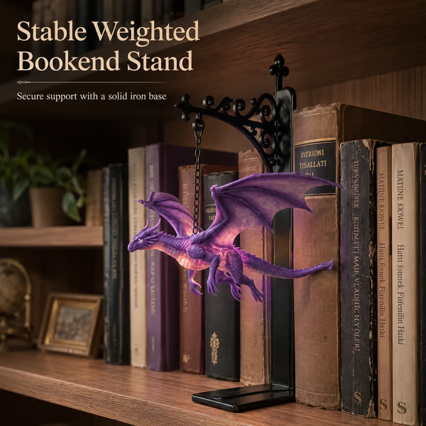 🔥LAST DAY 50% OFF - 🐉DragonGlow Hanging Purple Dragon Bookend Light