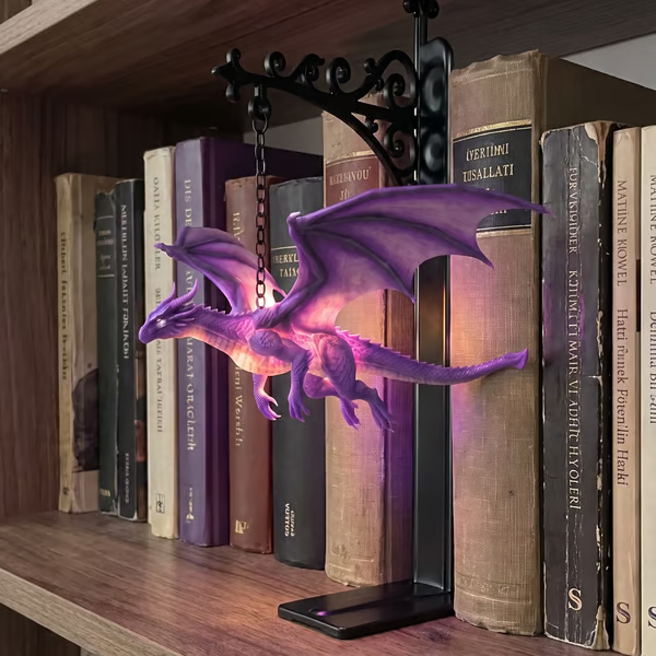 🔥LAST DAY 50% OFF - 🐉DragonGlow Hanging Purple Dragon Bookend Light