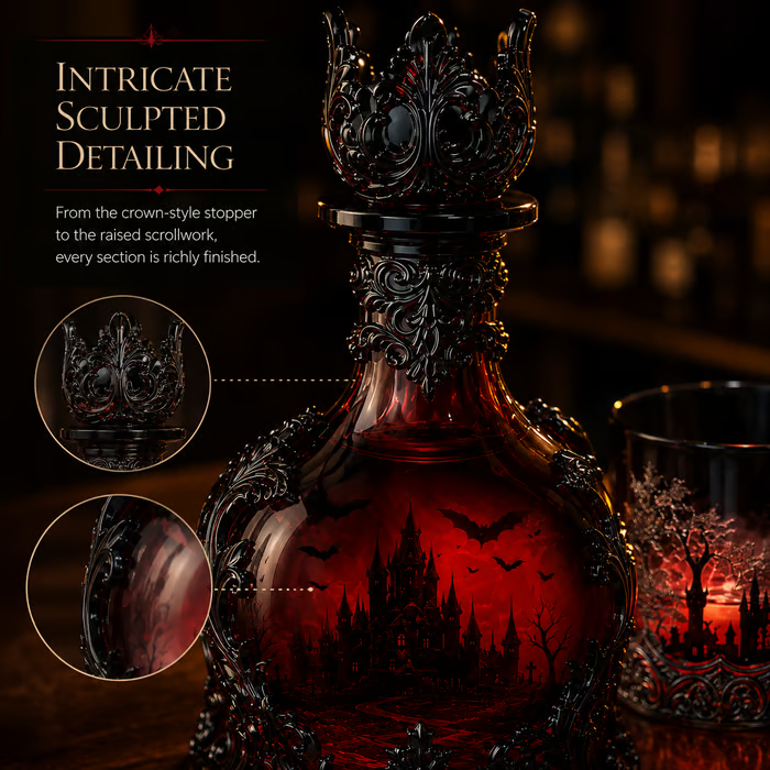 🔥Last Day 49% OFF - 🦇🍺Gothic Vampire Castle Whisky Decanter & Tumbler