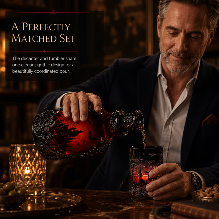 🔥Last Day 49% OFF - 🦇🍺Gothic Vampire Castle Whisky Decanter & Tumbler