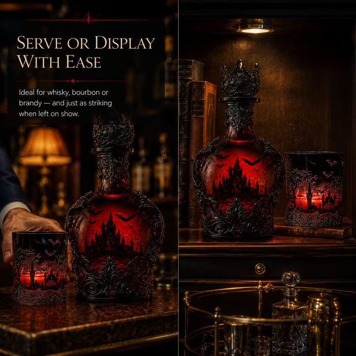 🔥Last Day 49% OFF - 🦇🍺Gothic Vampire Castle Whisky Decanter & Tumbler