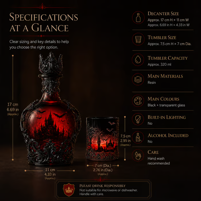 🔥Last Day 49% OFF - 🦇🍺Gothic Vampire Castle Whisky Decanter & Tumbler
