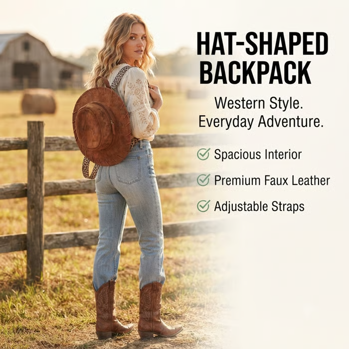 🔥Last Day 49% OFF - 🤠🐎Cowgirl Hat Backpack |✨Carry Your Style Everywhere