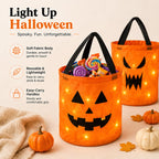 💥LAST DAY SALE 49% OFF💥 Halloween Candy Bucket with LED Lights Trick or Treat Bags for Kids and Adults Halloween Basket