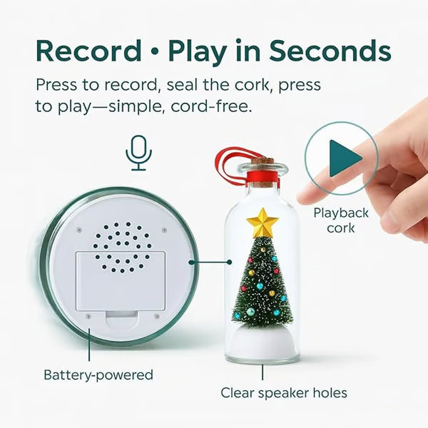 🔥Limited Time 49% Off🎄 8" Recordable Christmas Tree Message In A Bottle